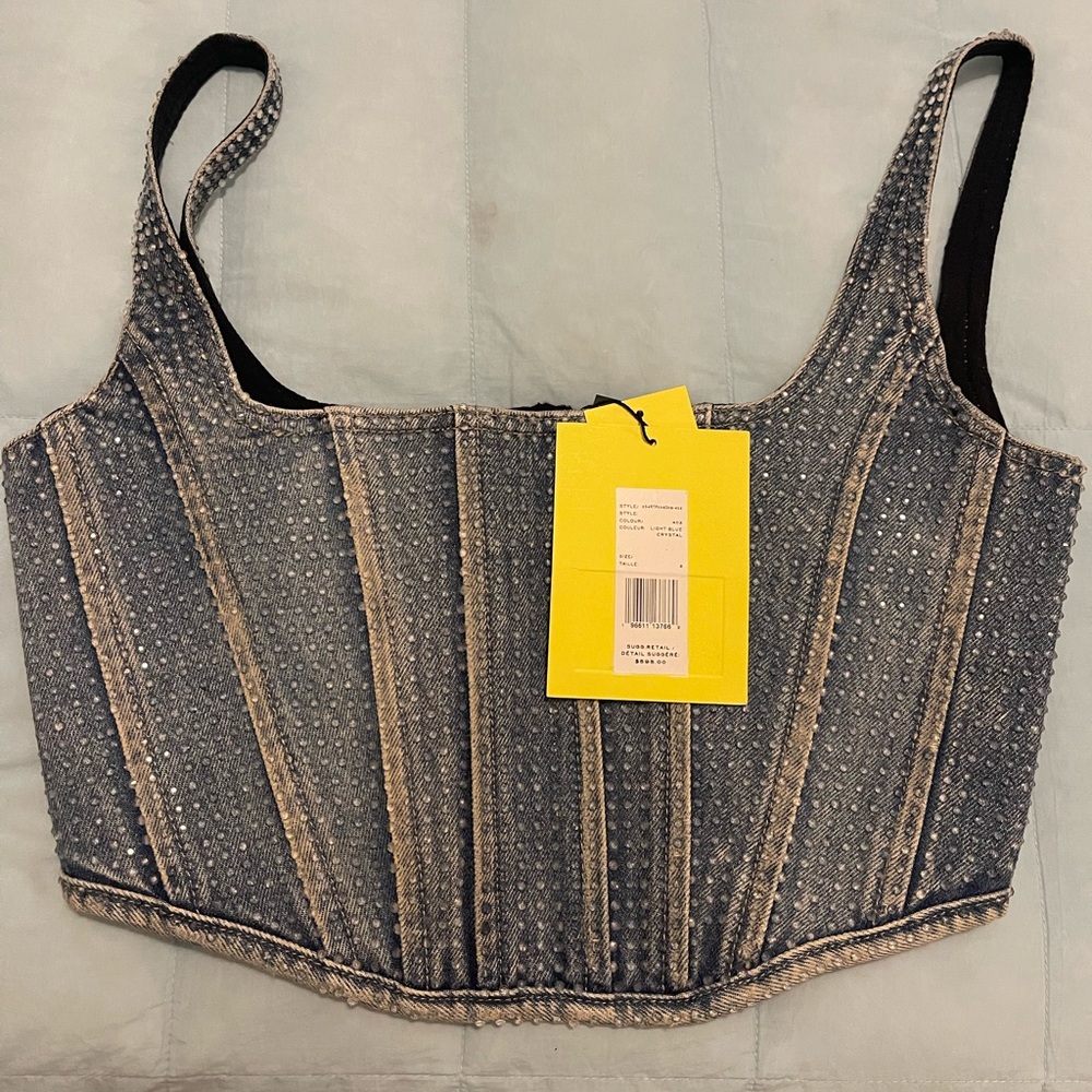 New With Tags Marc Jacobs Crystal Denim and Sequin Corset size 2